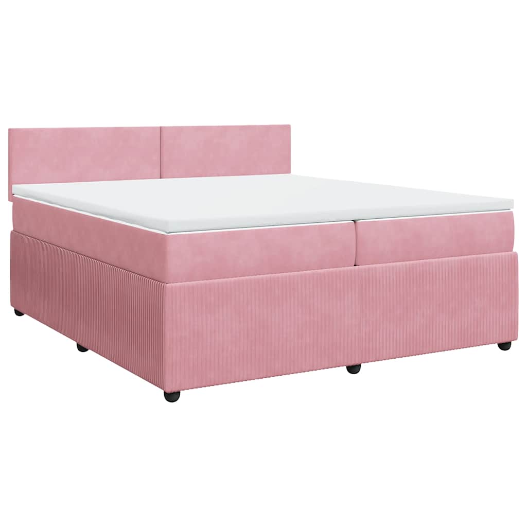 Cama com molas/colchão 200x200 cm veludo rosa