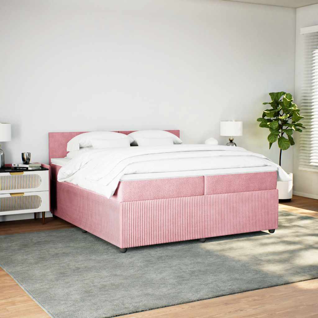 Cama com molas/colchão 200x200 cm veludo rosa