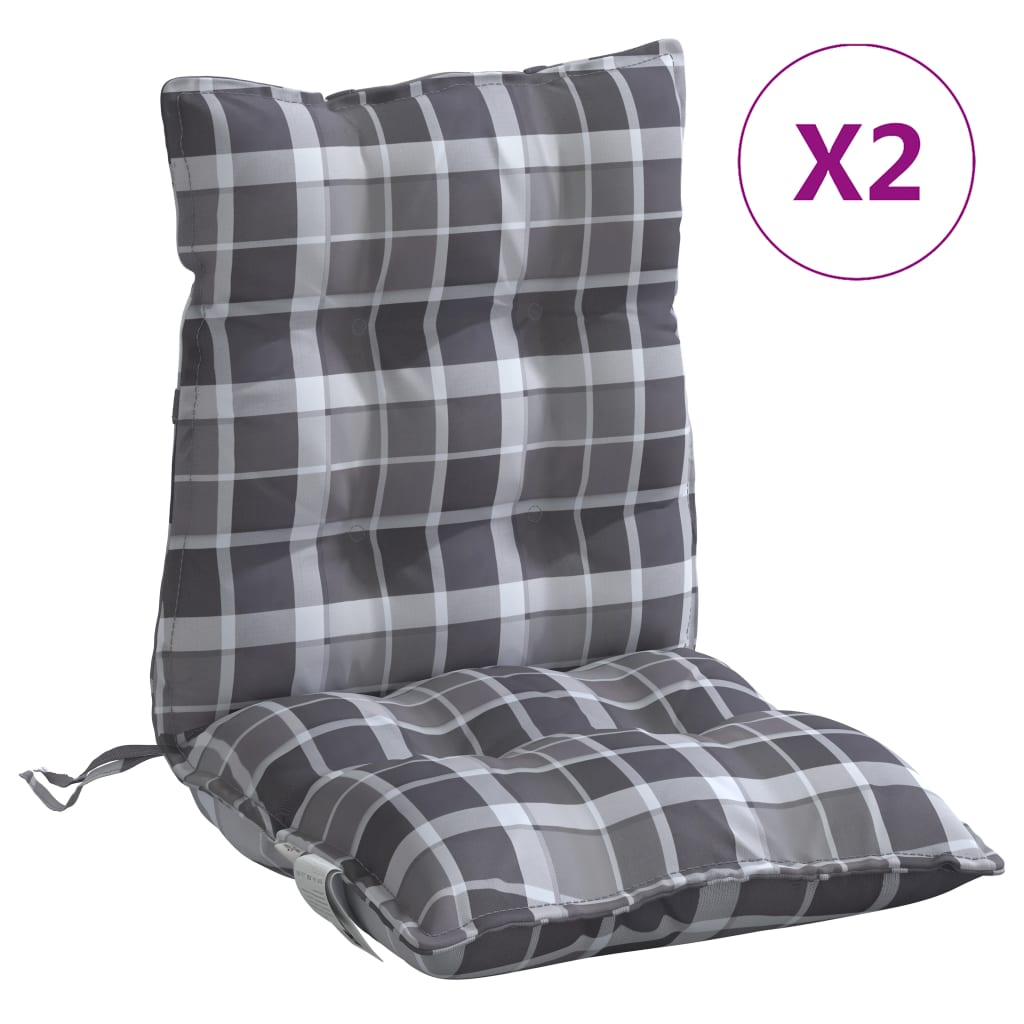 Almofadões cadeira encosto baixo 2 pcs oxford xadrez cinzento