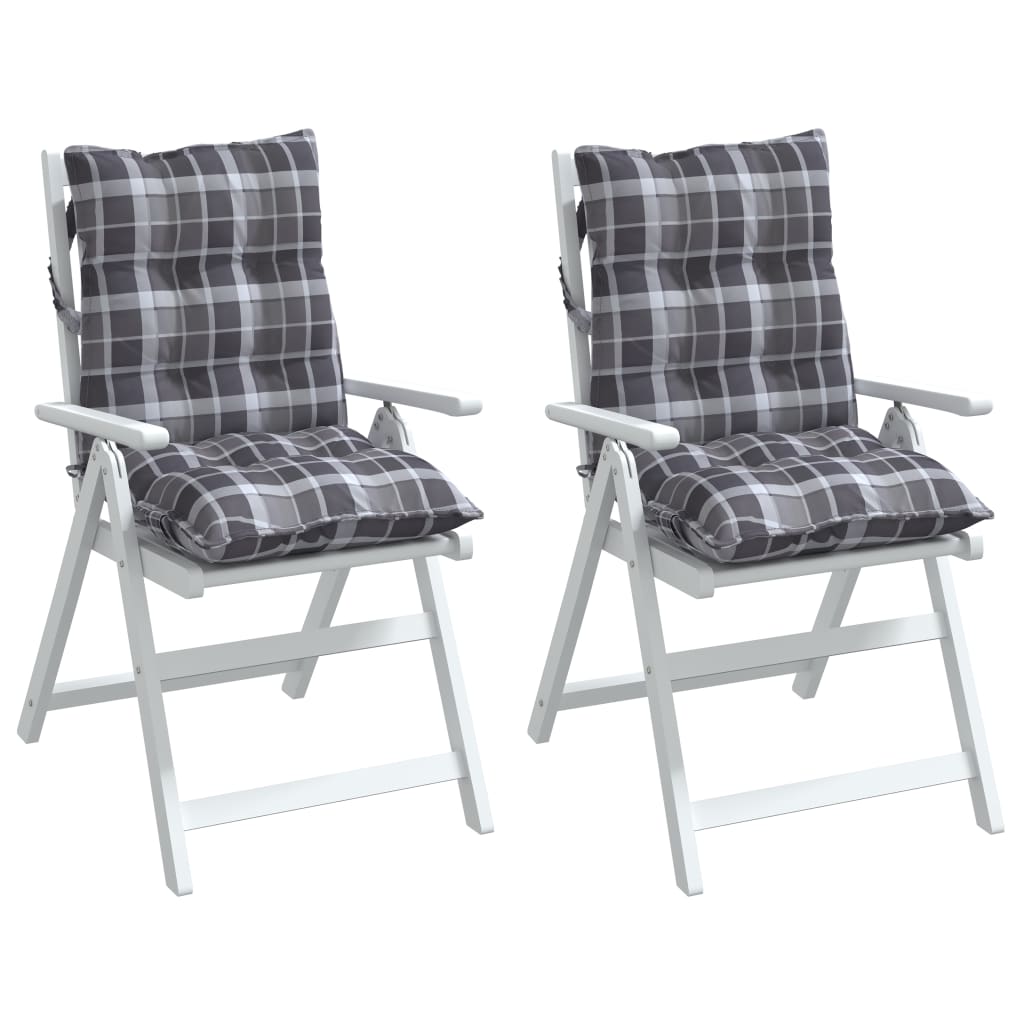 Almofadões cadeira encosto baixo 2 pcs oxford xadrez cinzento