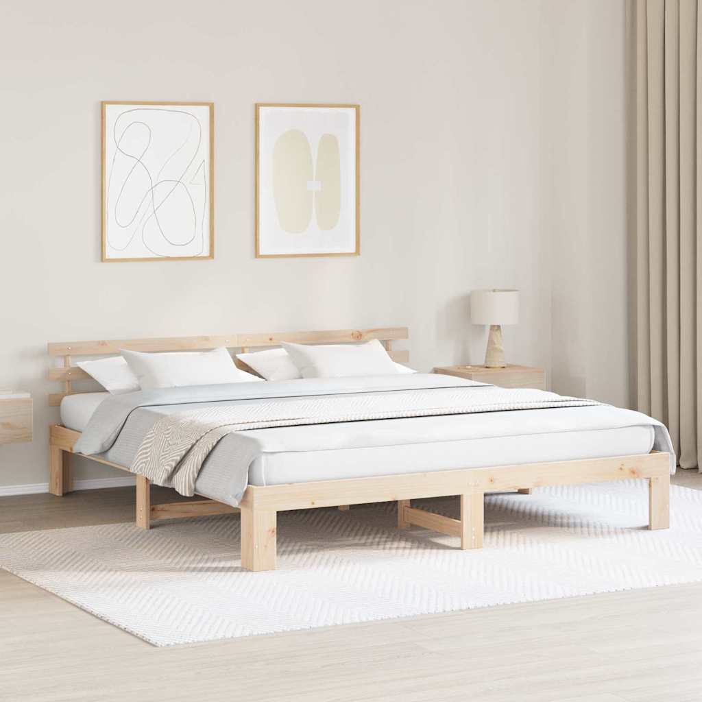 Estrutura da cama com cabeceira natural 200 x 200 cm
