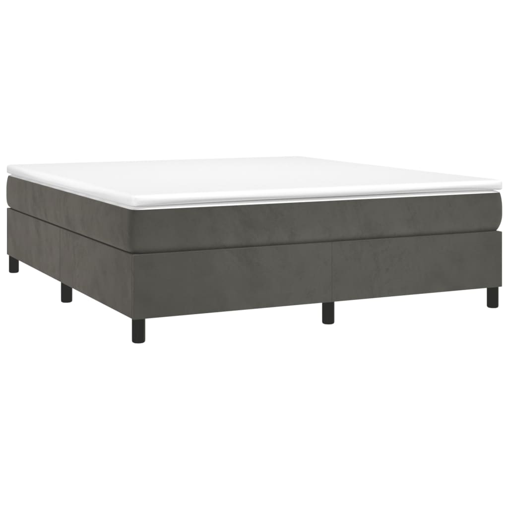 Estrutura de cama com molas 200x200 cm veludo cinzento-escuro
