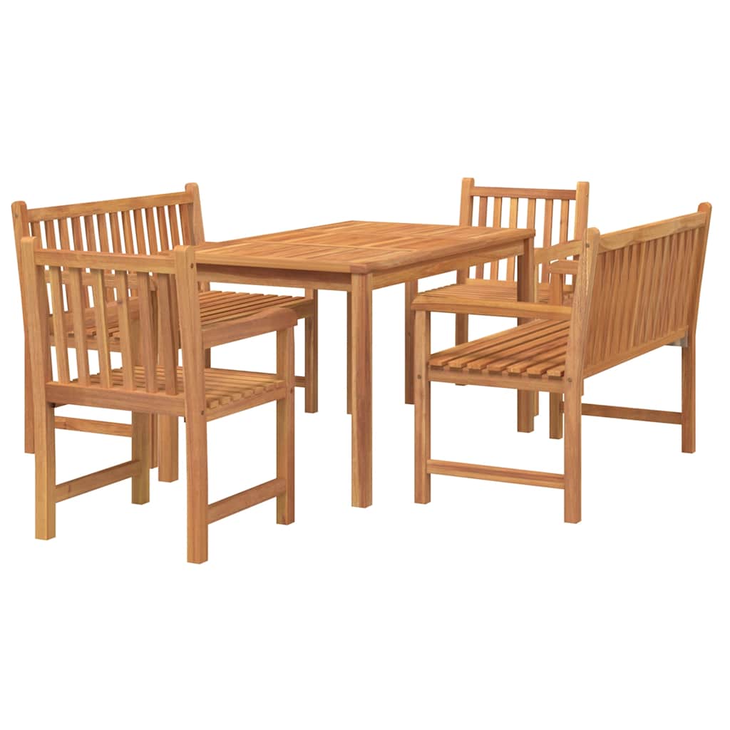 5 Pcs conjunto de jantar p/ jardim madeira de teca maciça