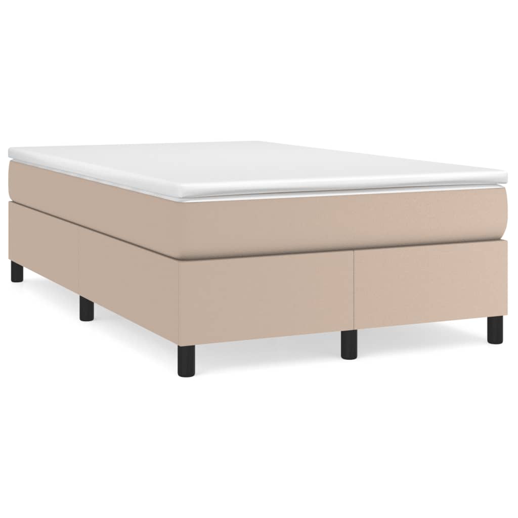 Cama boxspring c/ colchão 120x190cm couro artificial cappuccino
