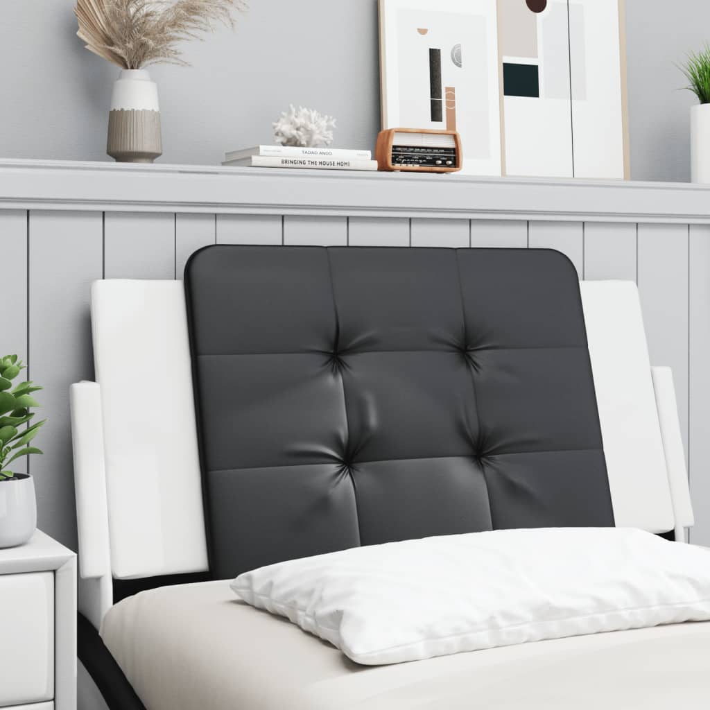 Almofadão de cabeceira zadar 100 cm couro artificial preto e branco