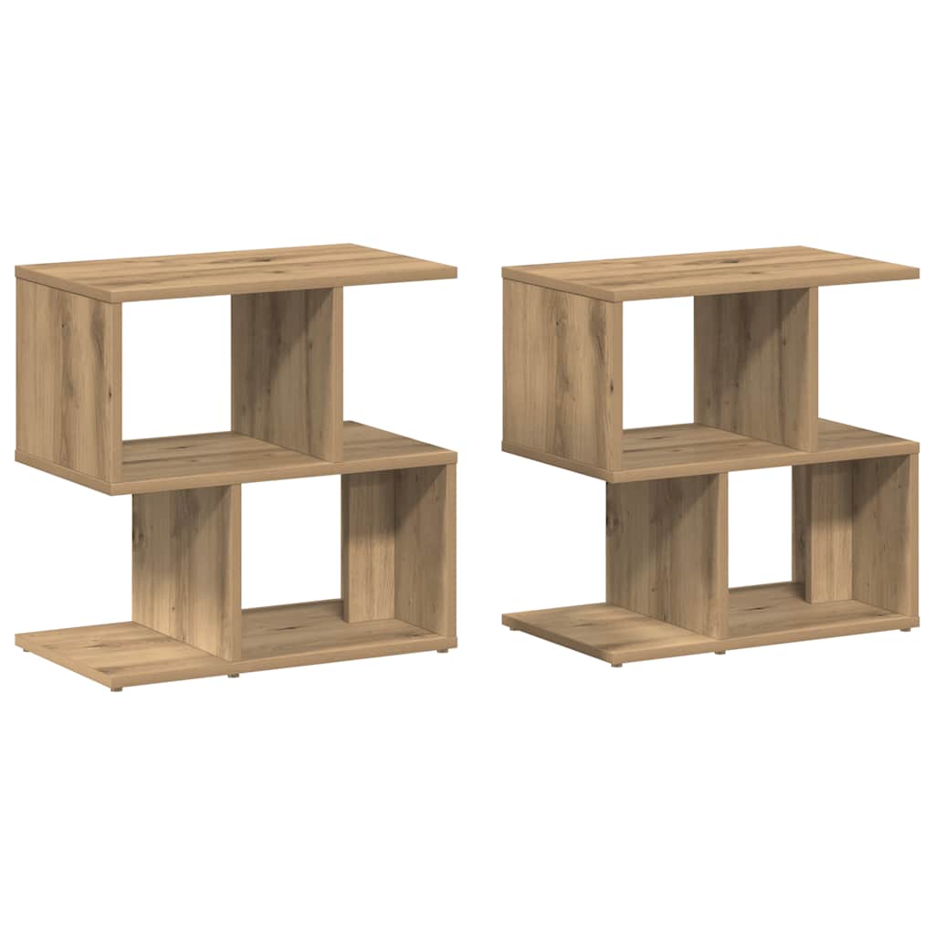 Mesas de cabeceira 2pcs derivados de madeira carvalho artisiano