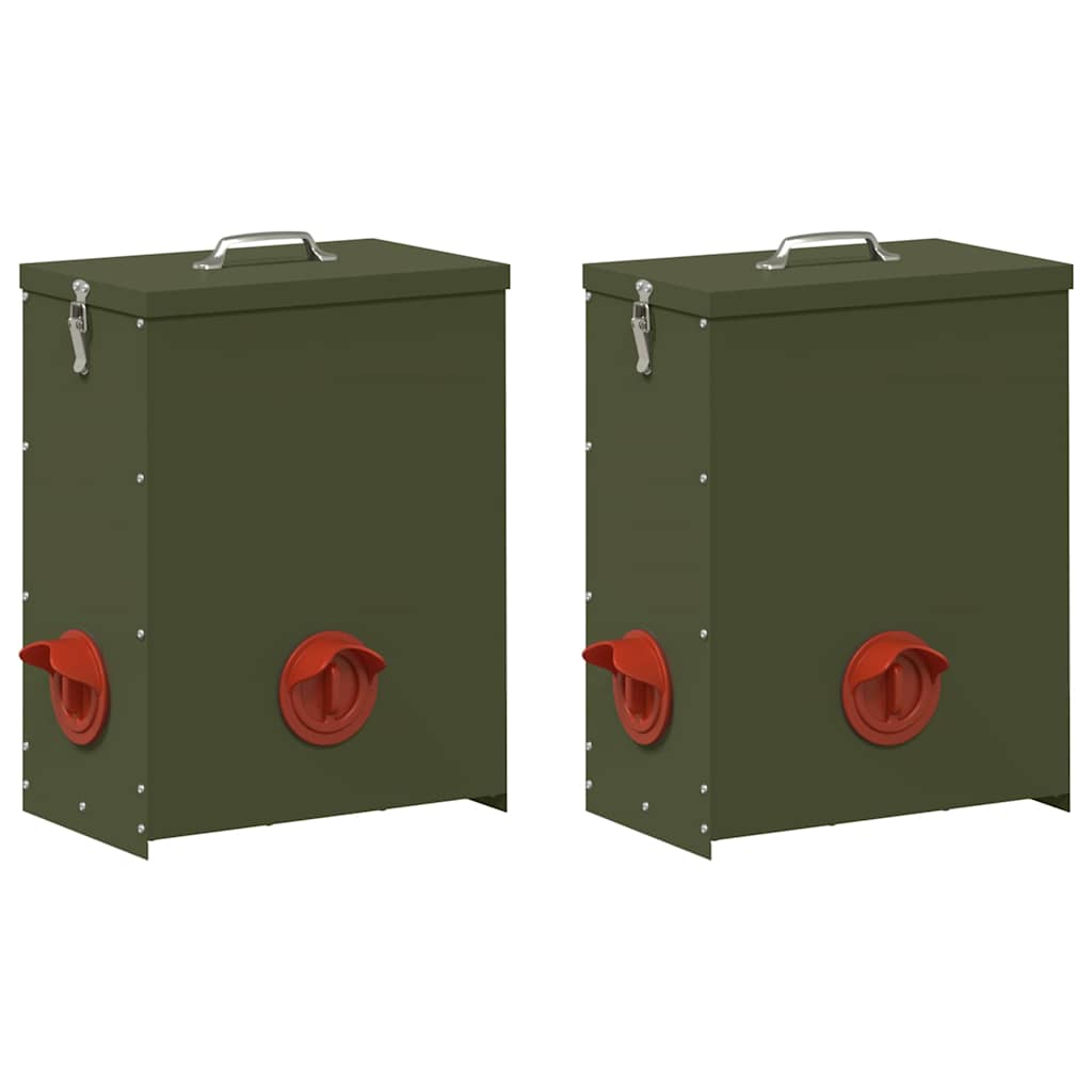 Comedouro para galinha 2 verde oliva 32,5 x 20,5 x 43 cm 25 kg