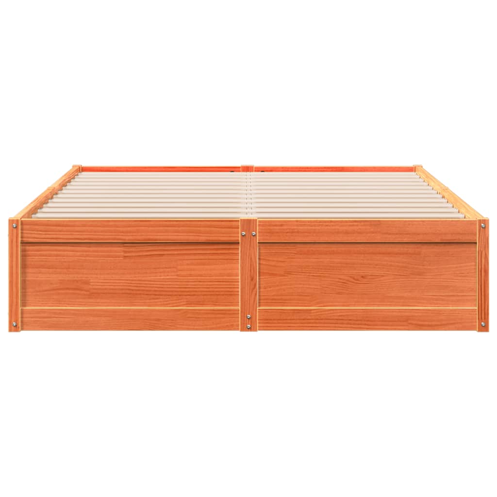 Cama sem colchão 140x190 cm pinho maciço castanho-mel