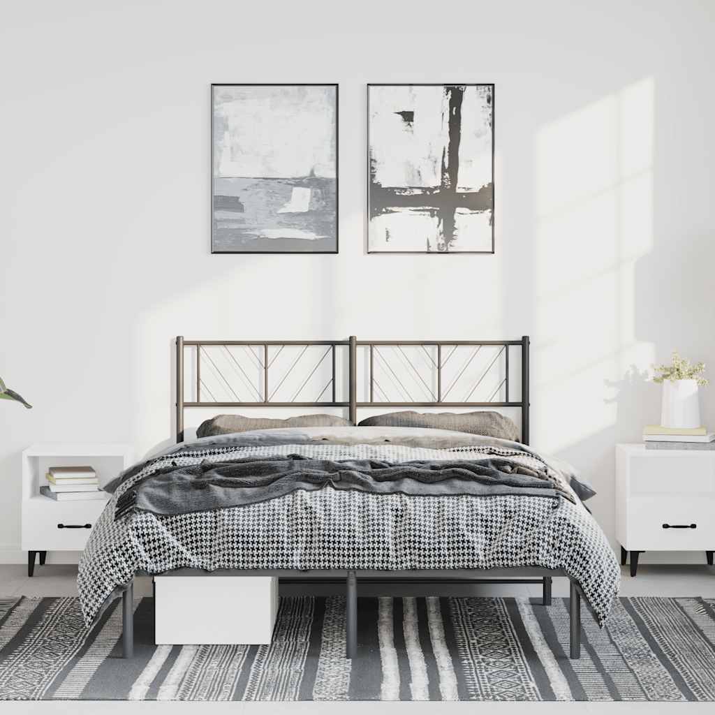 Estrutura de cama em metal com cabeceira 150x200 cm preto