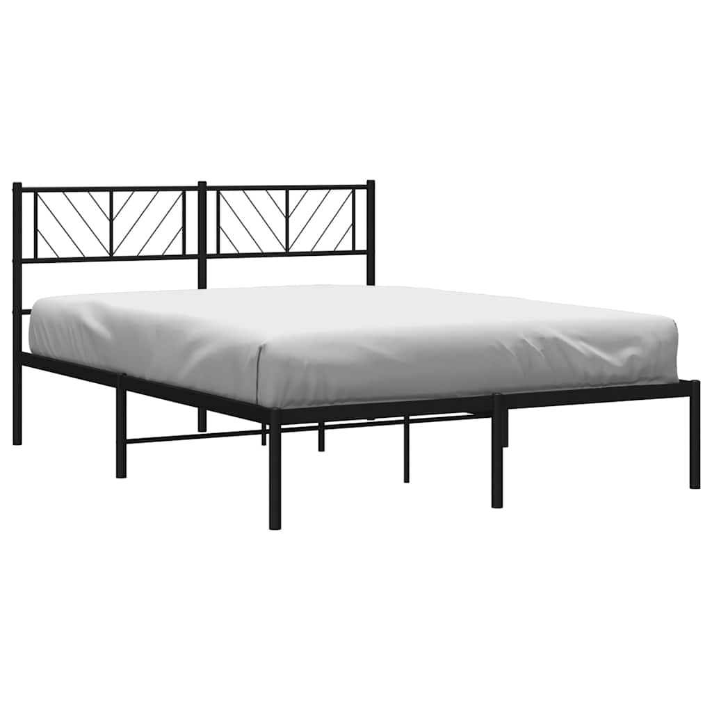 Estrutura de cama em metal com cabeceira 150x200 cm preto