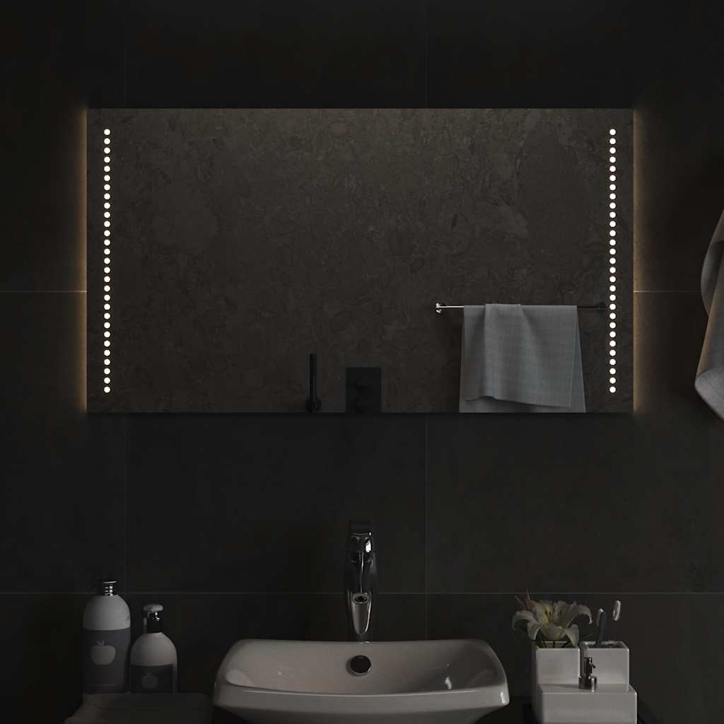 Espelho de casa de banho com luzes LED 90x50 cm