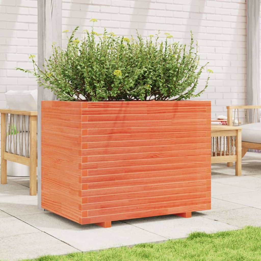 Vaso/floreira de jardim 90x60x72,5 cm pinho maciço castanho mel