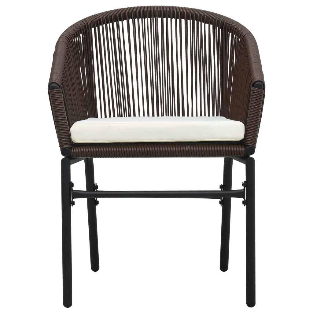 3 Pcs conjunto de bistrô com almofadões vime PE castanho