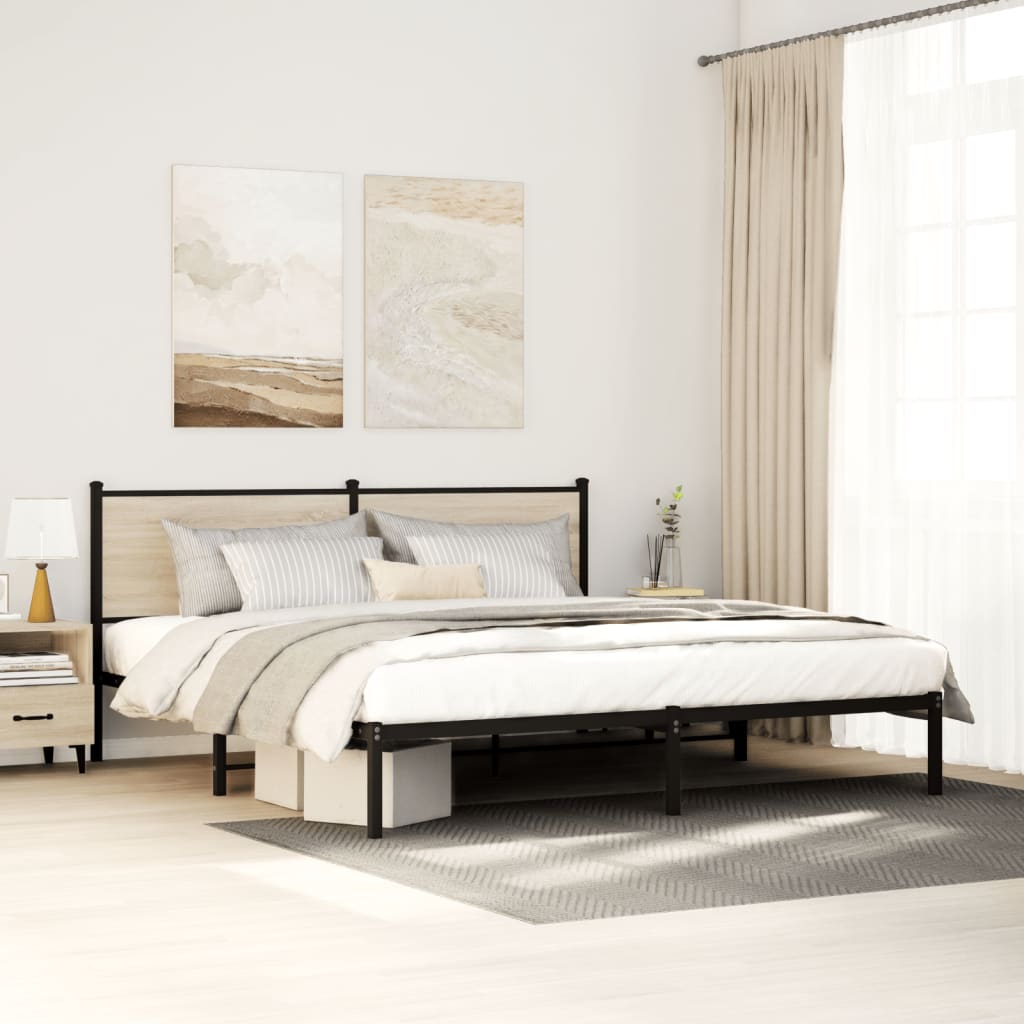 Estrutura de cama sem colchão 183x213cm metal carvalho sonoma