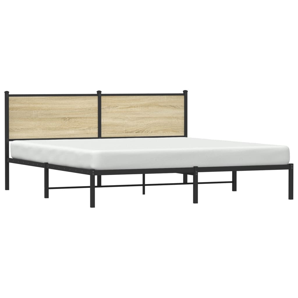 Estrutura de cama sem colchão 183x213cm metal carvalho sonoma