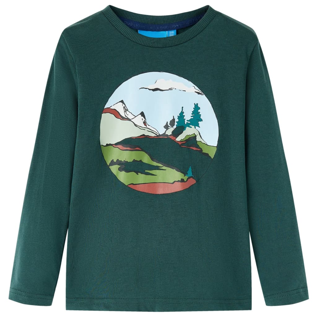 T-shirt de manga comprida para criança verde-escuro 104