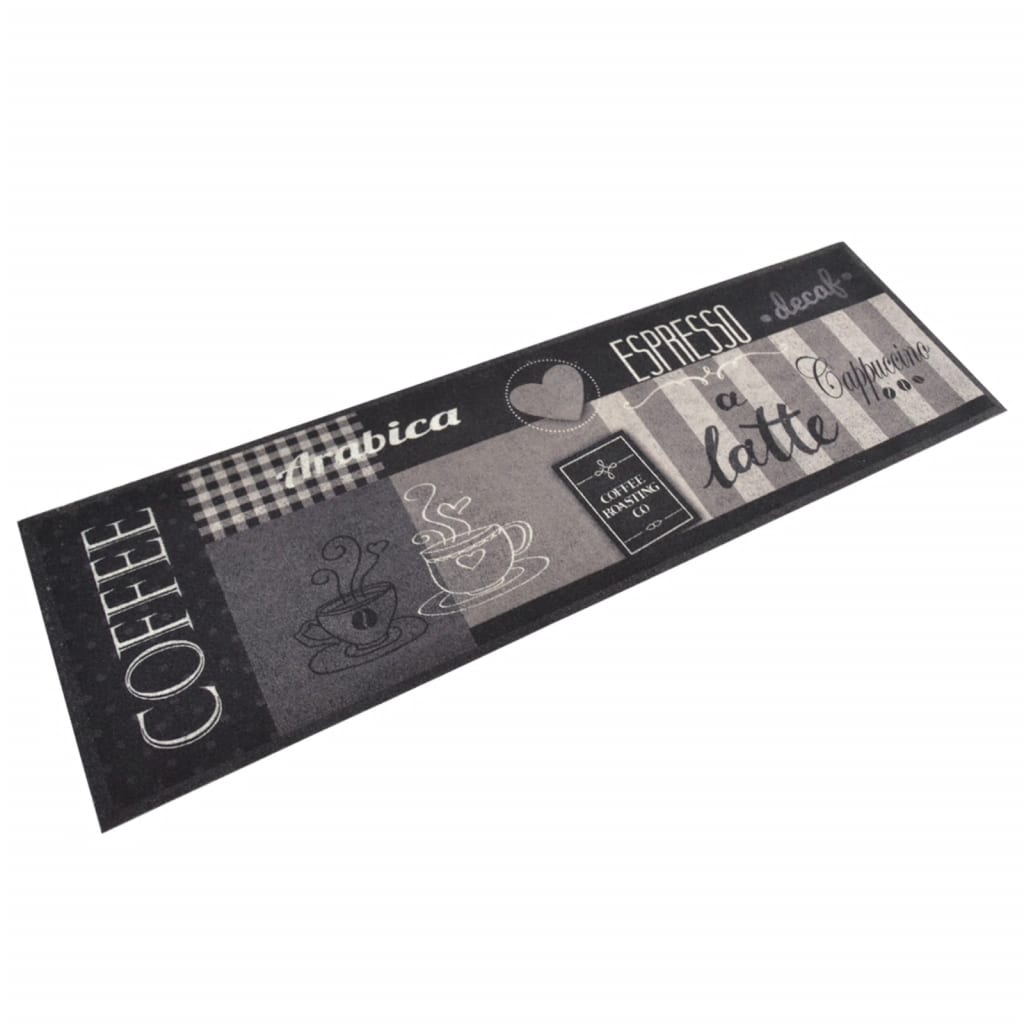 Tapete de cozinha lavável 45x150 cm veludo padrão café preto