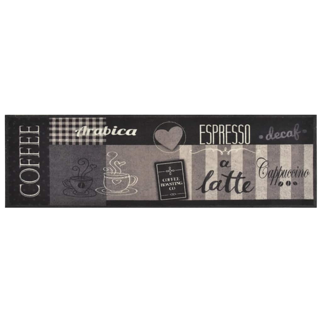 Tapete de cozinha lavável 45x150 cm veludo padrão café preto