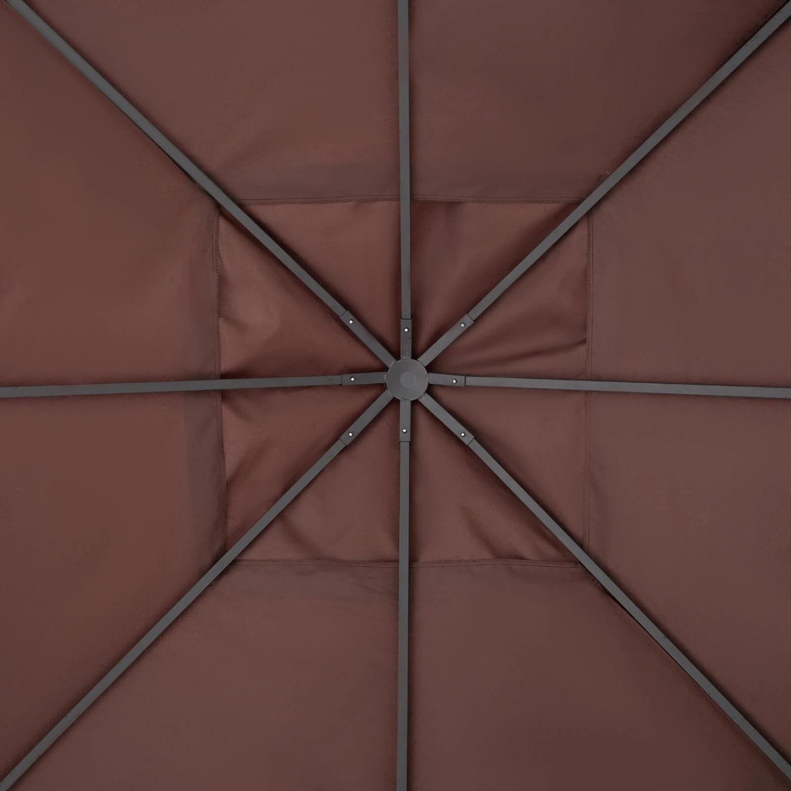 Toldo de substituição de 3 x 3 m para barraca de jardim gazebo ao ar livre com 8 orifícios de drenagem e ventilação marrom
