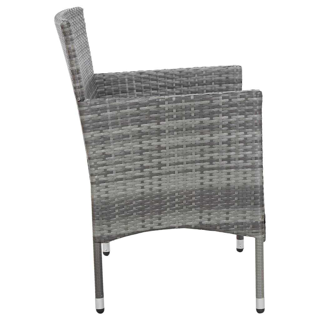 4 Pcs conjunto lounge de jardim c/ almofadões vime PE cinzento