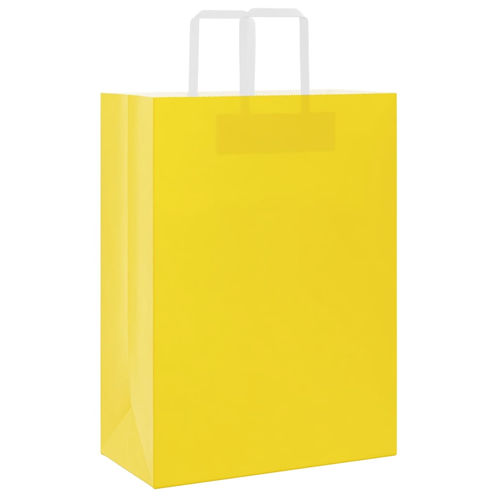 Sacos de papel 250 unid com alças amarelo 32x17x44 cm