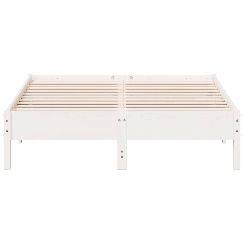 Cama sem colchão 140x200 cm madeira de pinho maciça branco