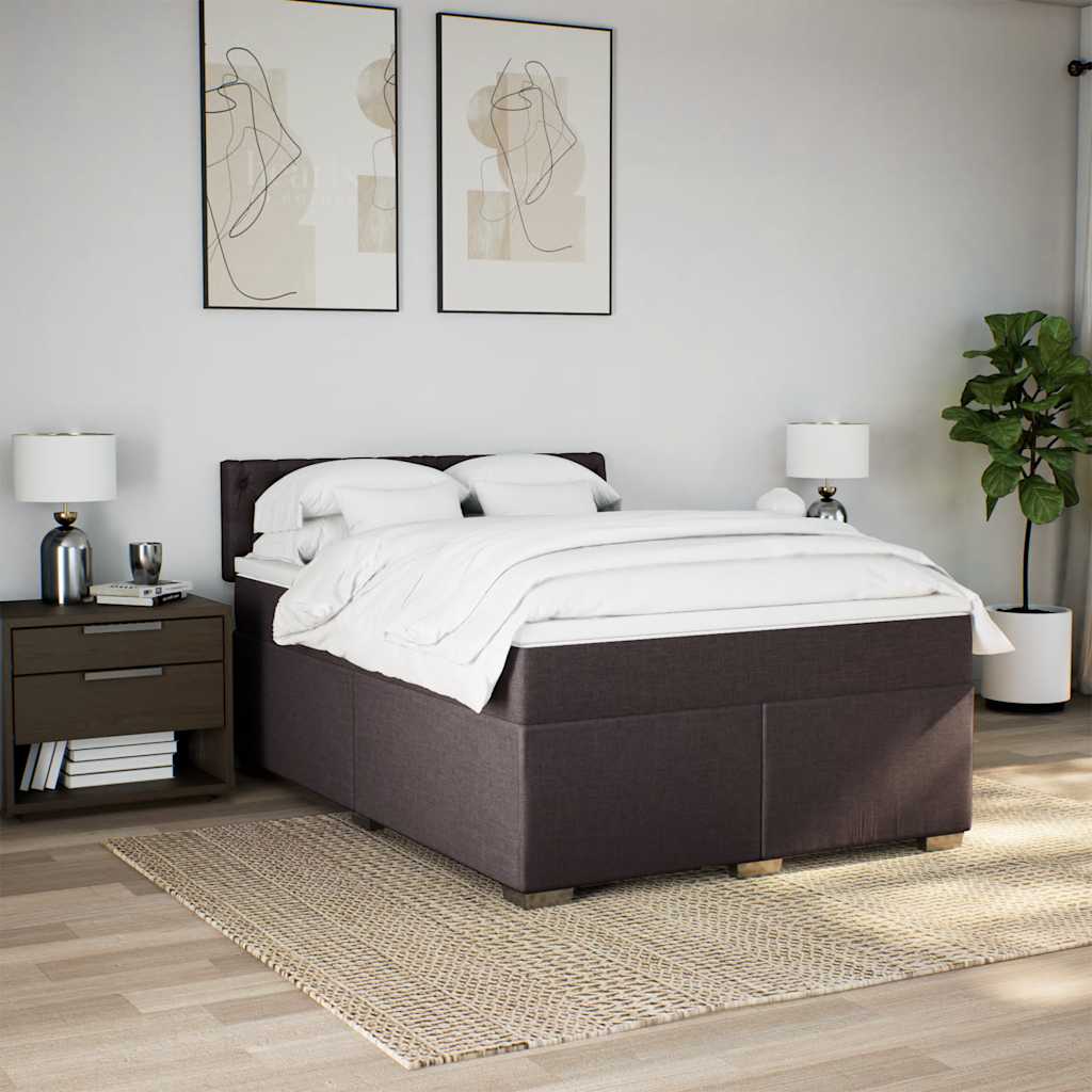 Cama com molas/colchão 140x190 cm tecido castanho-escuro