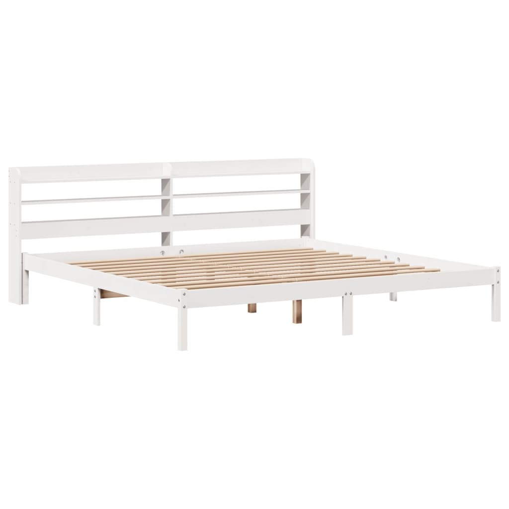 Cama sem colchão 180x200 cm madeira de pinho maciça branco
