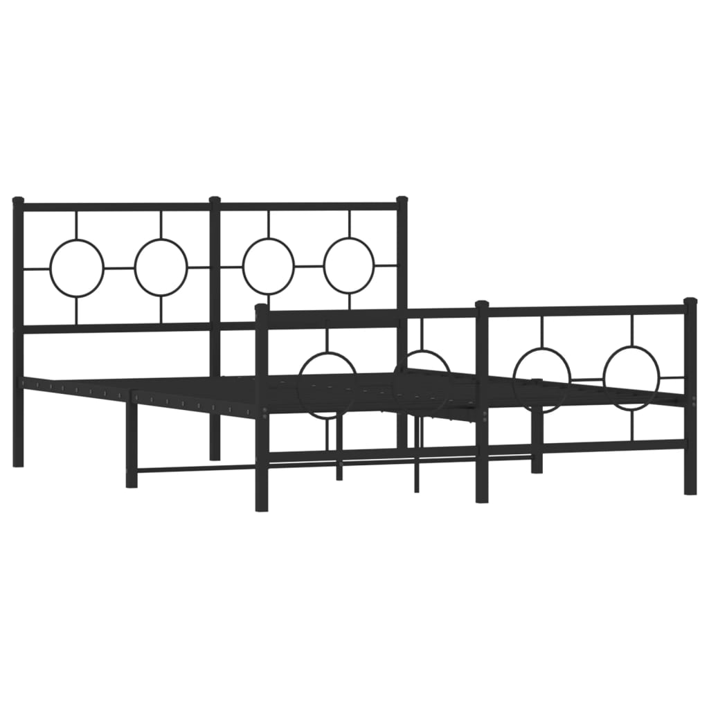 Estrutura de cama com cabeceira e pés 140x190 cm metal preto