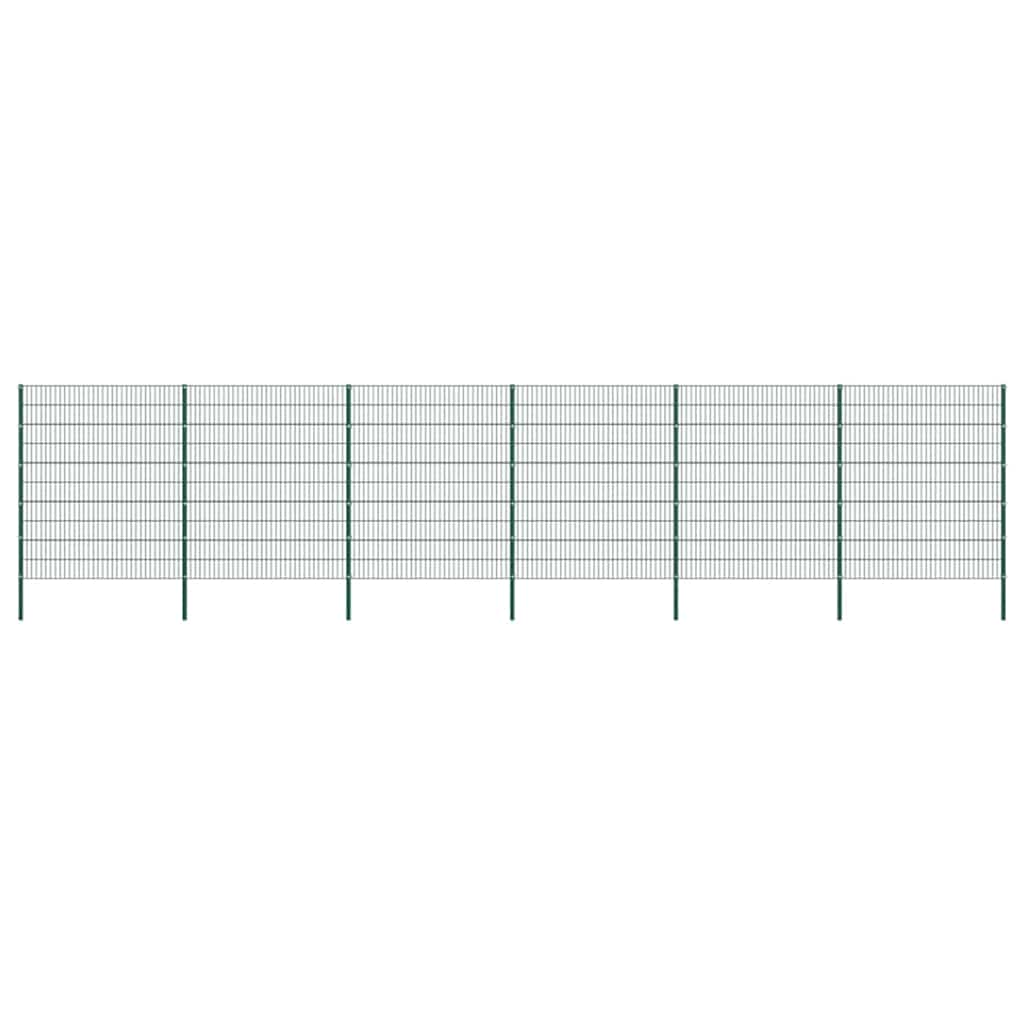 Painel de vedação com postes de ferro 1040x200 cm verde