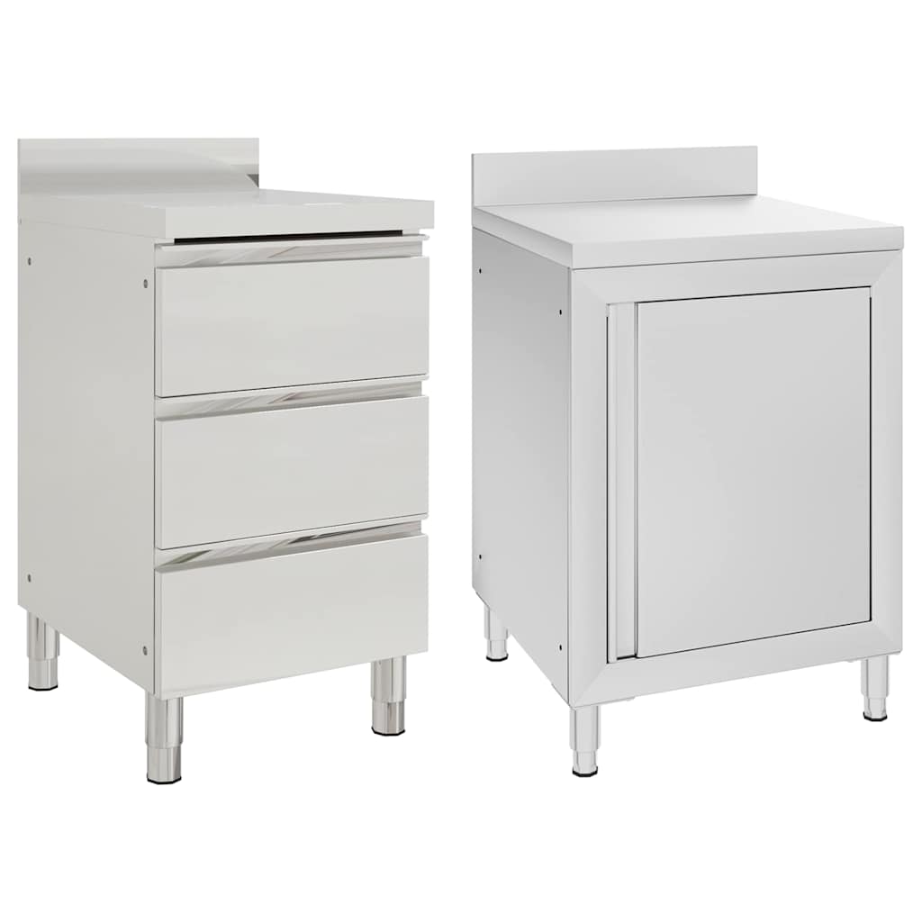Armários de cozinha comerciais 2 pcs aço inoxidável