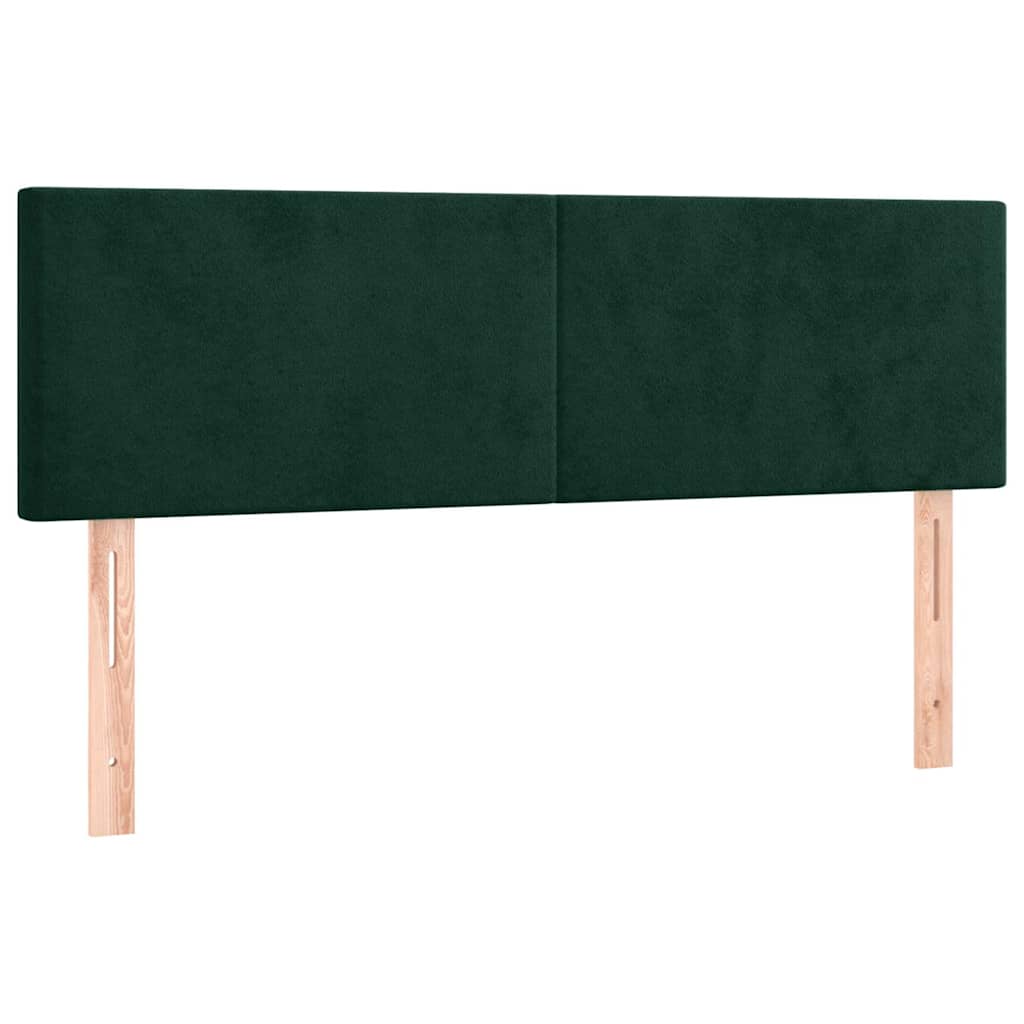 Cabeceira de cama c/luzes LED veludo 144x5x78/88cm verde-escuro