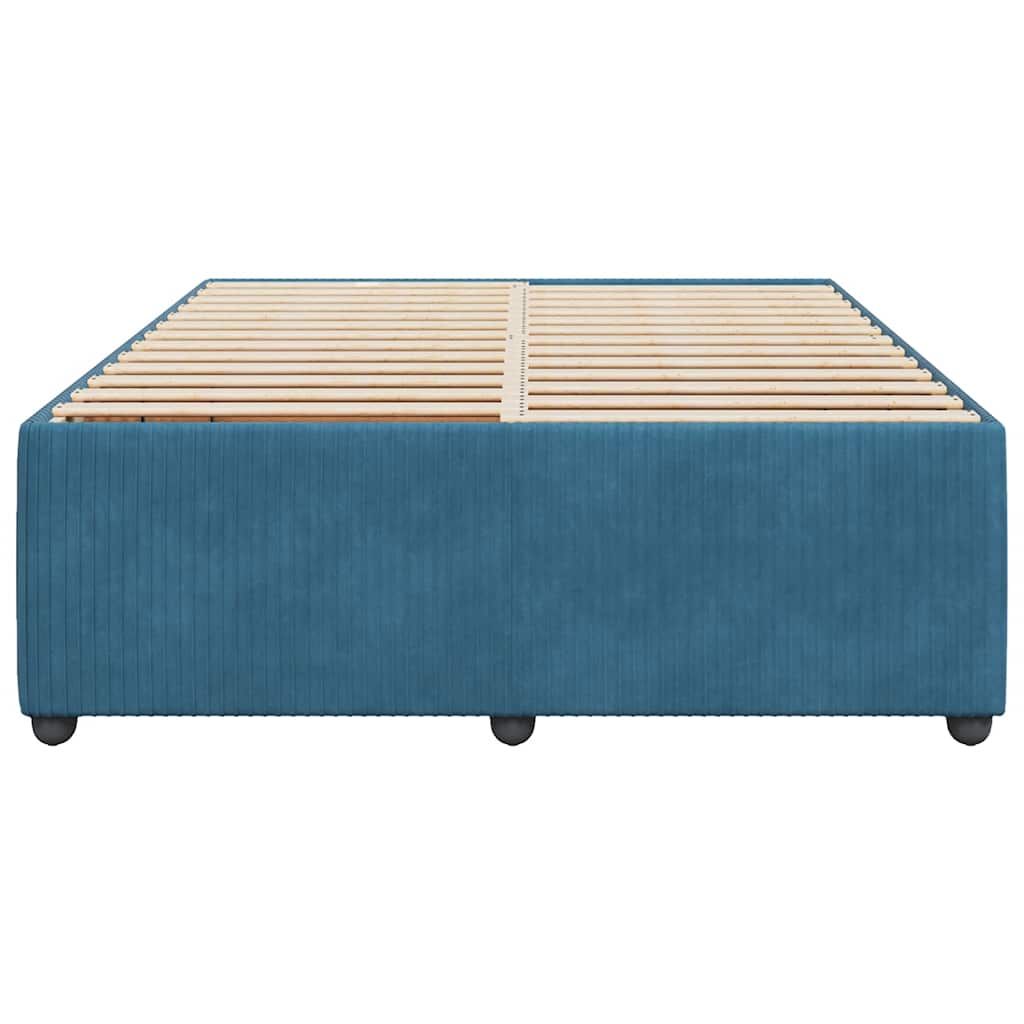 Estrutura de cama 160x200 cm veludo azul