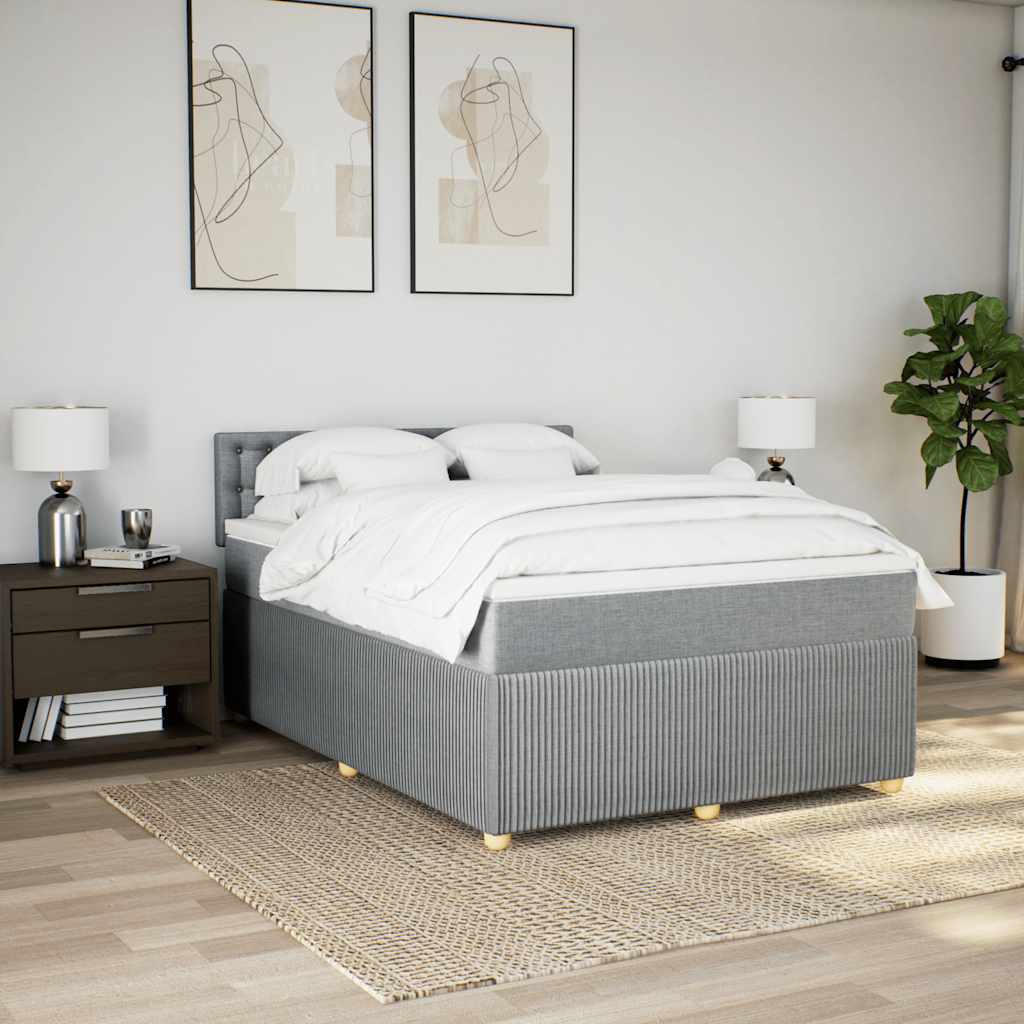 Cama com molas/colchão 140x200 cm tecido cinzento-claro