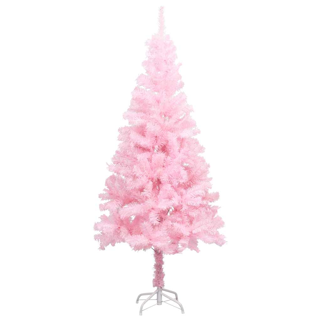Árvore natal artificial pré-iluminada c/ bolas PVC rosa