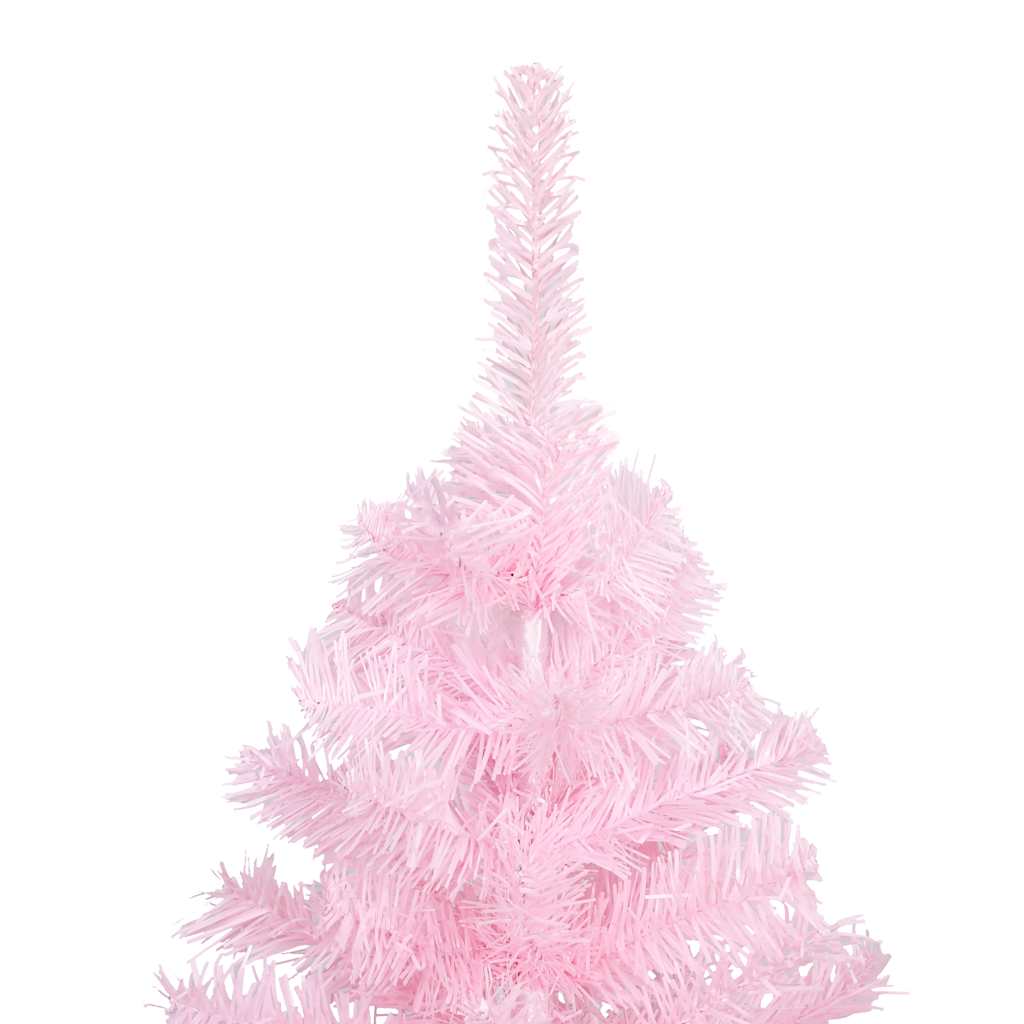 Árvore natal artificial pré-iluminada c/ bolas PVC rosa