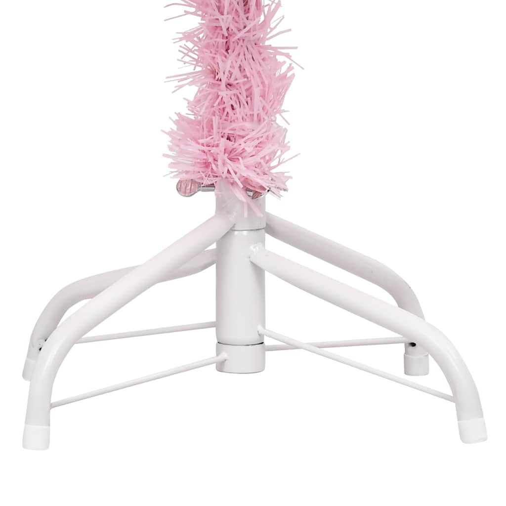 Árvore natal artificial pré-iluminada c/ bolas PVC rosa