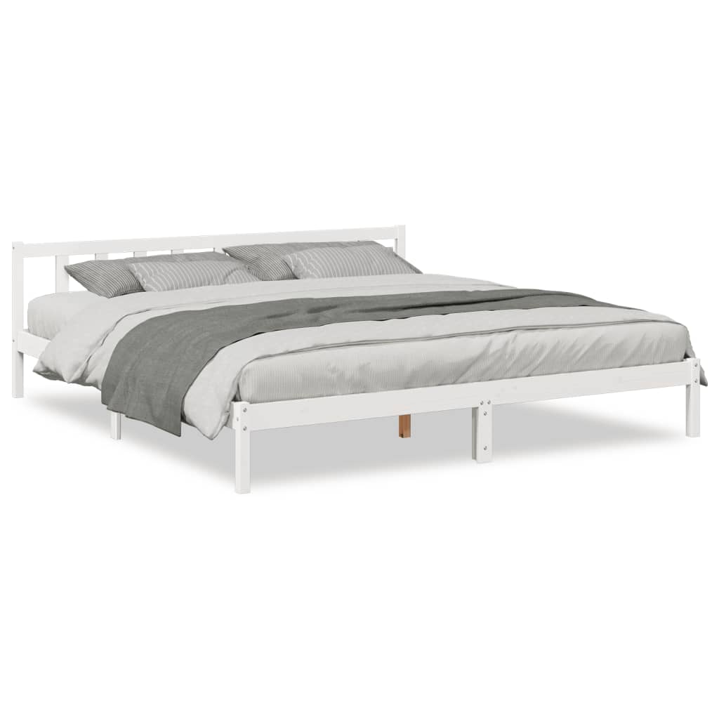 Cama extra longa sem colchão 200x220 cm pinho maciço branco