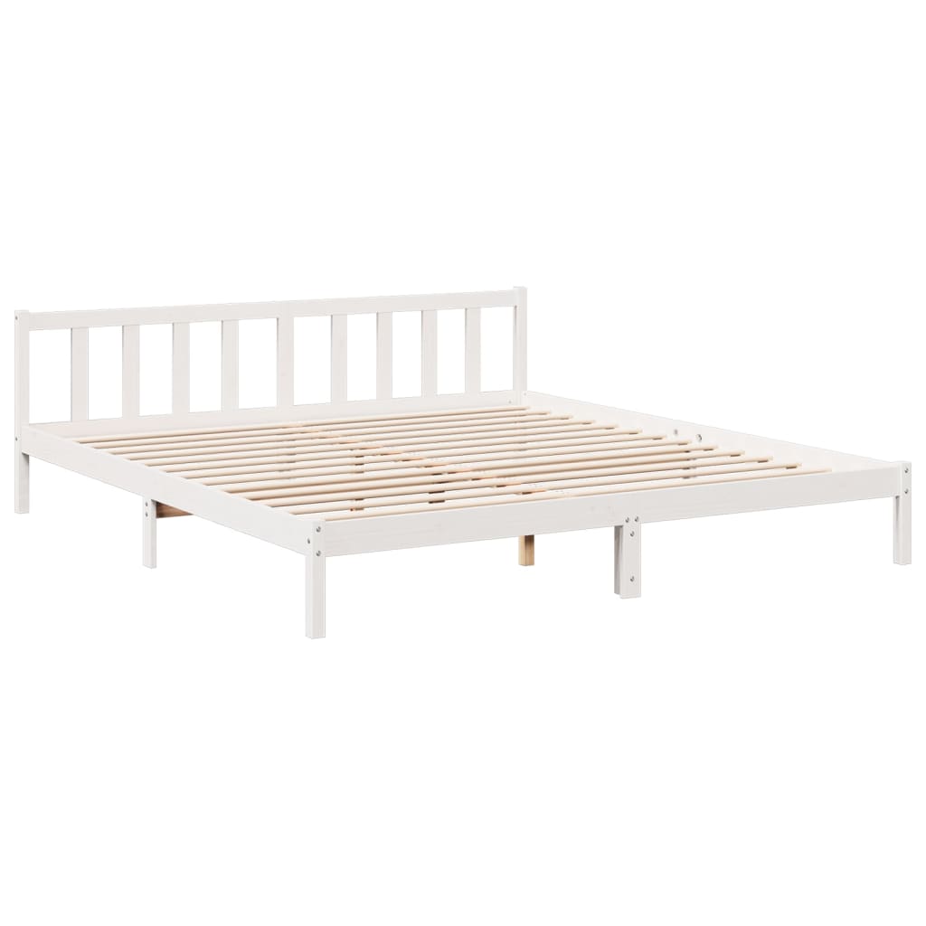 Cama extra longa sem colchão 200x220 cm pinho maciço branco