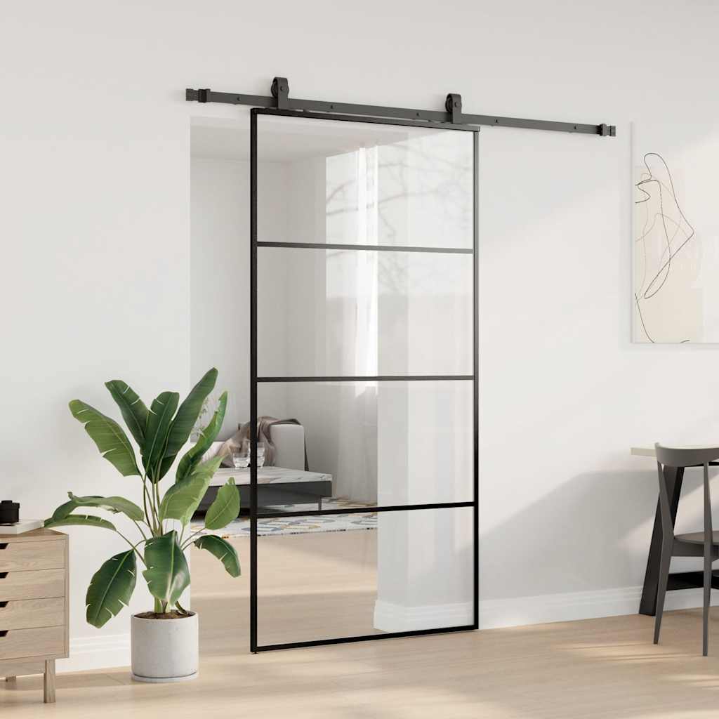 Porta desliz. c/ conj. ferragens 102,5x205cm vidro esg preto