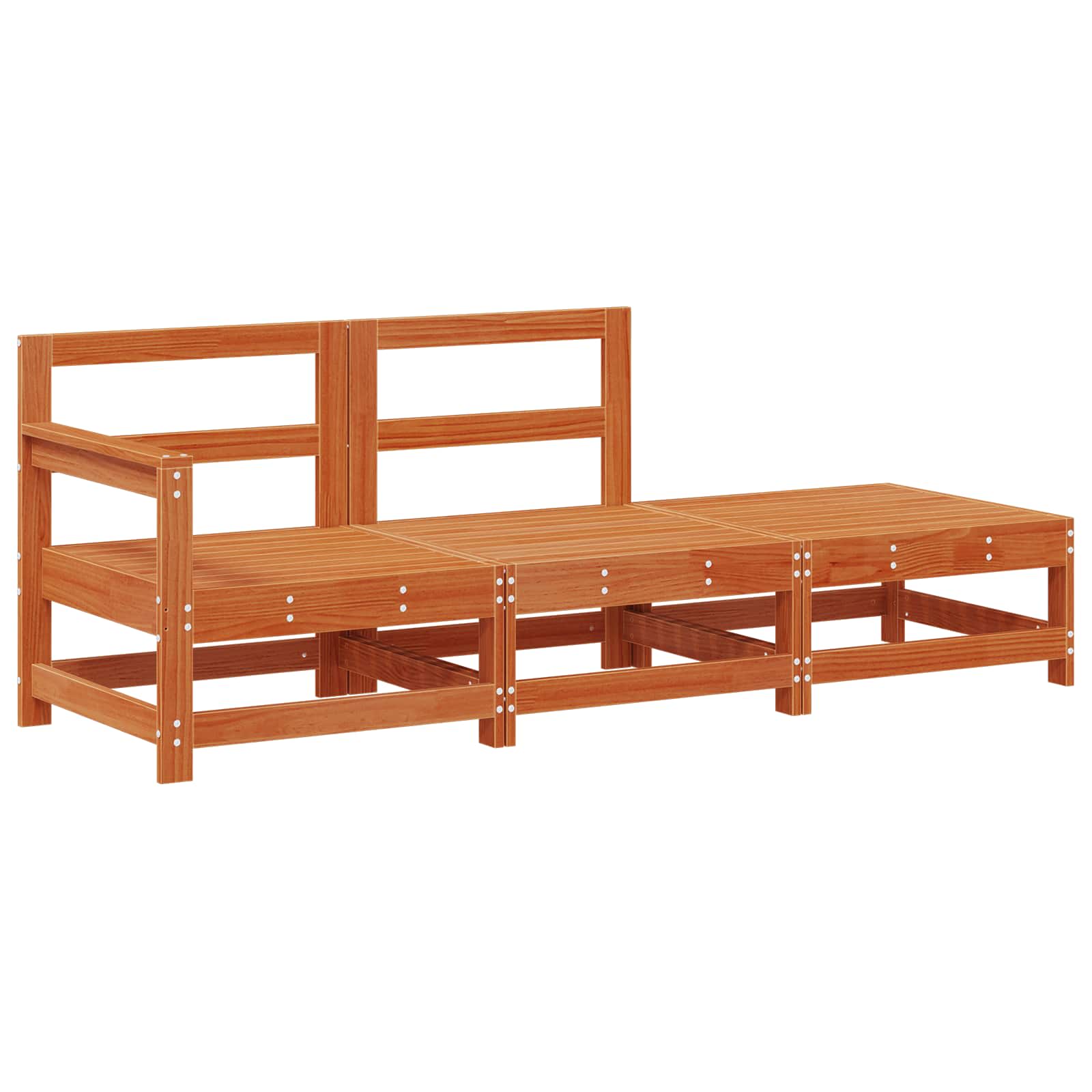 Unidades de sofá seccional castanho encerado 190 x 62 x 70,5cm