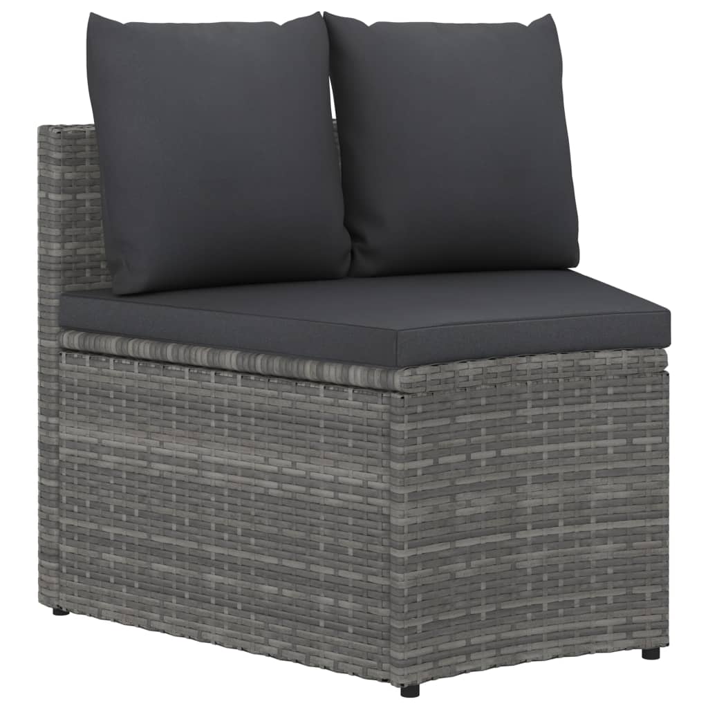 8 Pcs conjunto sofás de jardim c/ almofadões vime PE cinzento