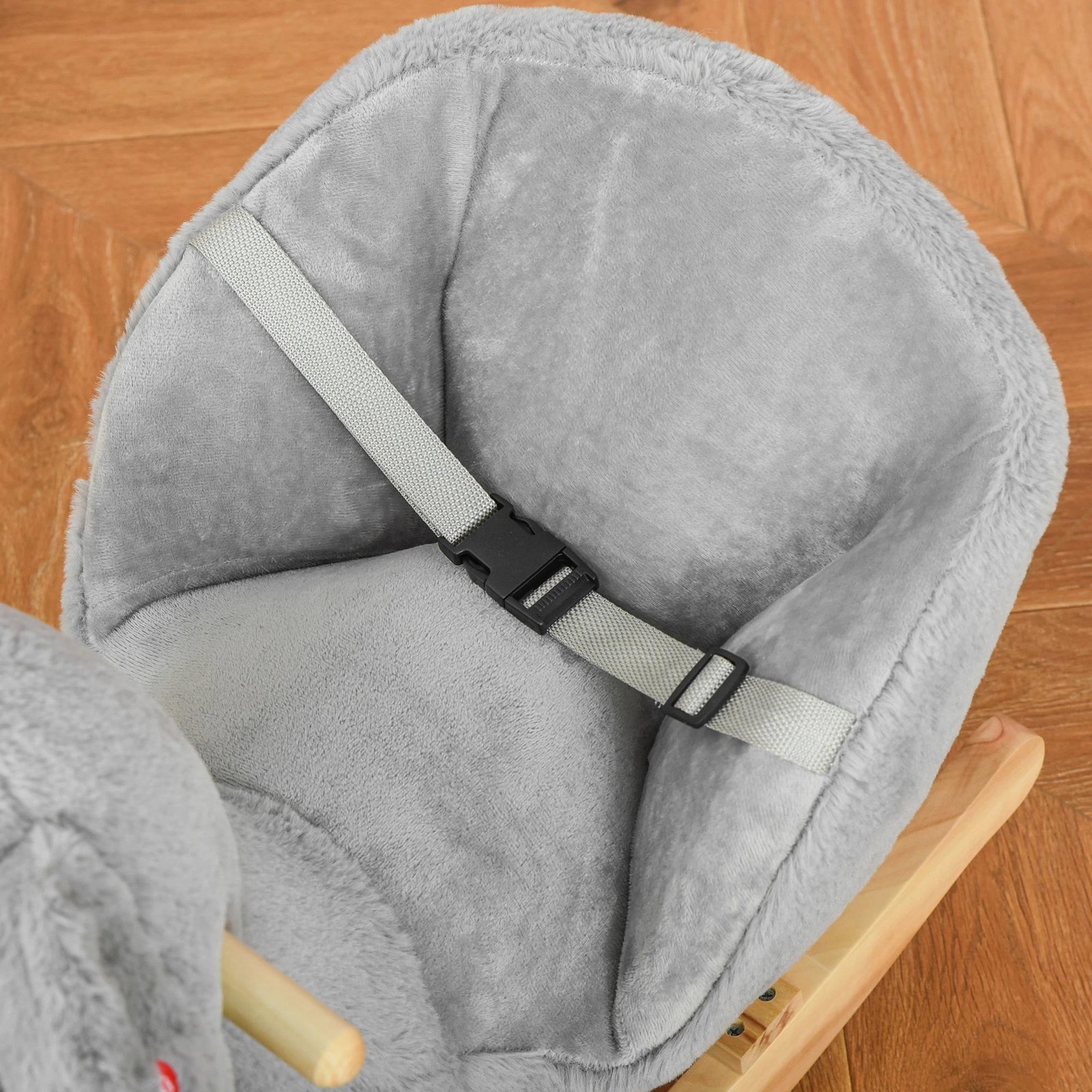 Baloiço Infantil com Forma de Coala com Fantoche para Bebés 18-36 Meses com Som Cinto de Segurança e Apoio para os Pés 60x33x50c
