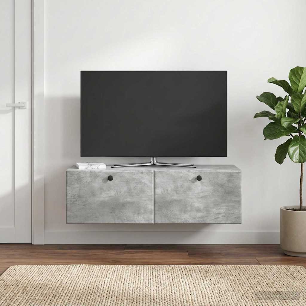 Gabinete de TV de parede 98 x 41 x 30 cm cinzento cimento