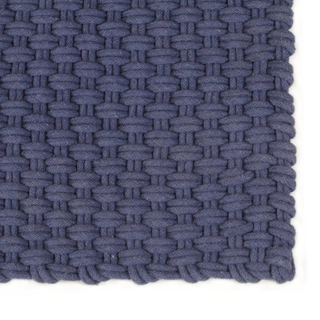 Tapete retangular natural 160x230 cm algodão azul marinho