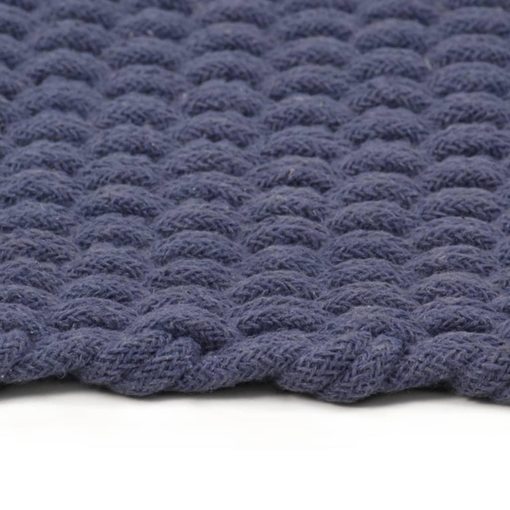 Tapete retangular natural 160x230 cm algodão azul marinho