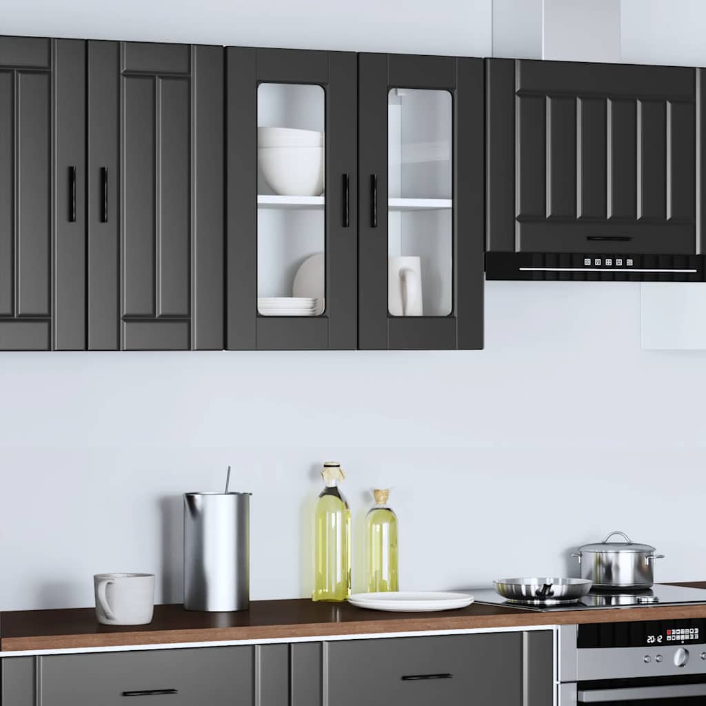 Armário de parede de cozinha com porta de vidro porto preto