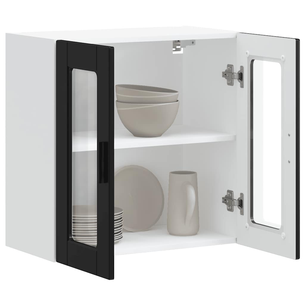 Armário de parede de cozinha com porta de vidro porto preto