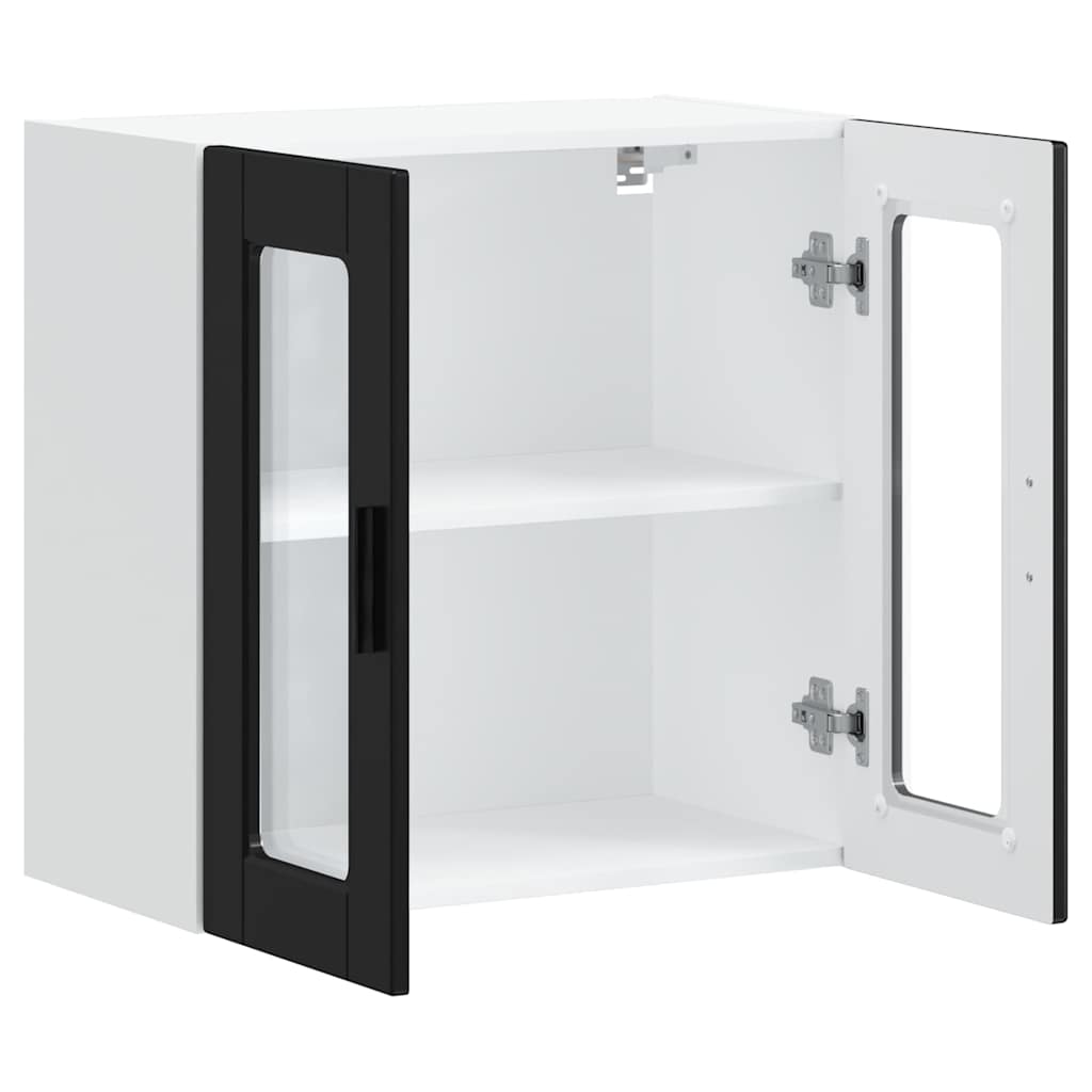 Armário de parede de cozinha com porta de vidro porto preto
