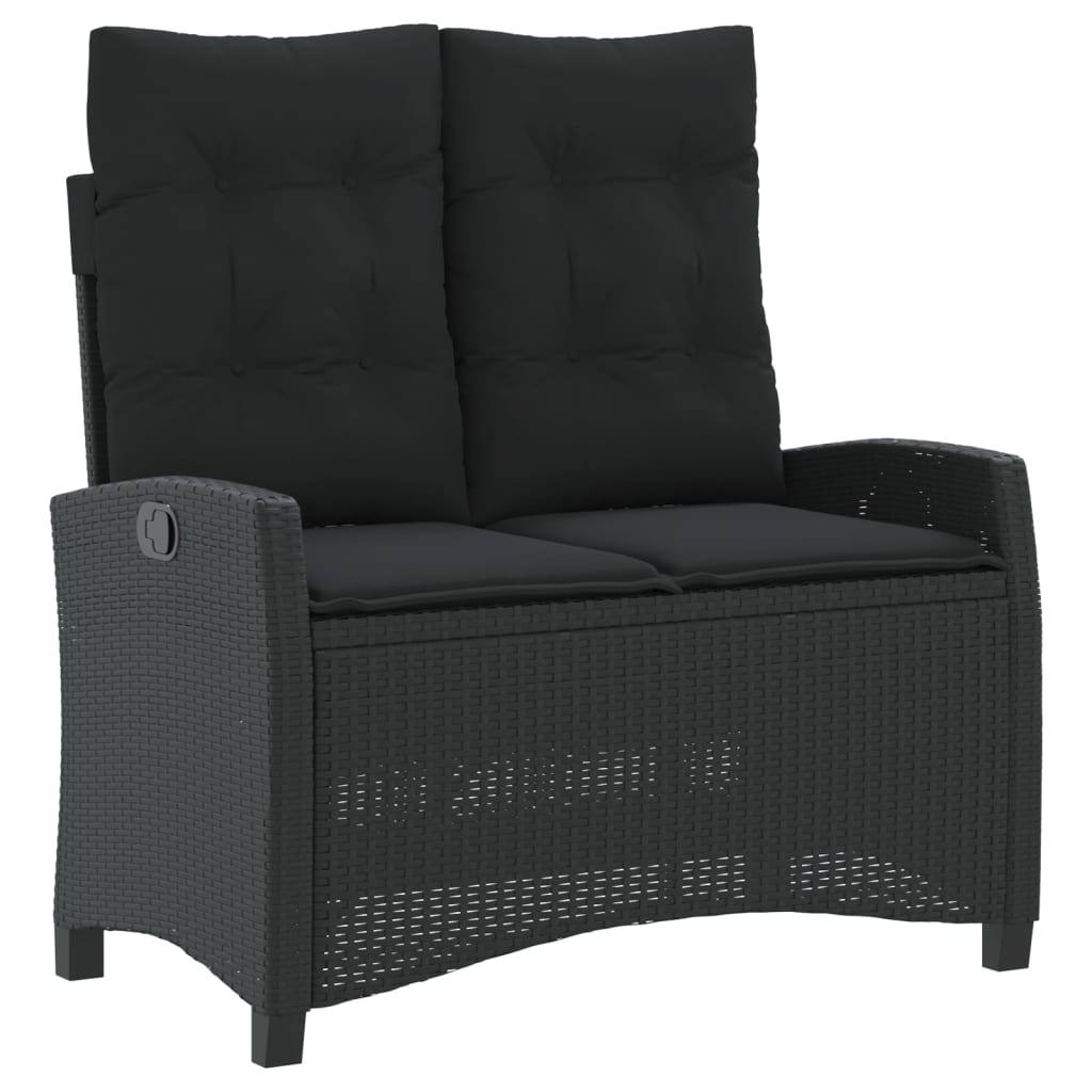 4 Pcs conjunto de jardim p/ jardim c/ almofadões vime PE preto